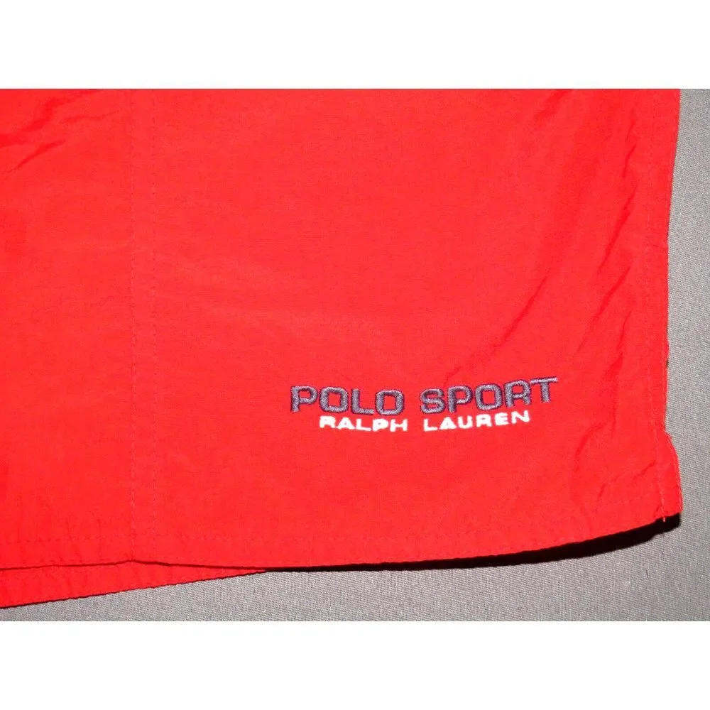 Men's Vintage Ralph Lauren POLO SPORT Red Mesh Lined‎ Swim Trunks XL